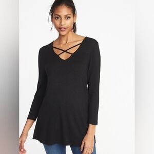 Old Navy black Relaxed Lace-Up Tunic Top Size: M